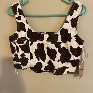 NWT Lone Star Cow Print Crop Top
